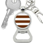 Horizontal Stripes - White and Chocolate Brown Bottle Opener Key Chain