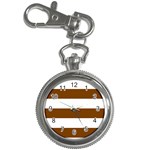 Horizontal Stripes - White and Chocolate Brown Key Chain Watch
