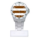 Horizontal Stripes - White and Chocolate Brown Nurses Watch