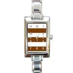 Horizontal Stripes - White and Chocolate Brown Rectangle Italian Charm Watch