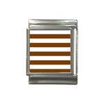 Horizontal Stripes - White and Chocolate Brown Italian Charm (13mm)