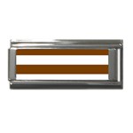 Horizontal Stripes - White and Chocolate Brown Superlink Italian Charm (9mm)