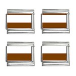 Horizontal Stripes - White and Chocolate Brown 9mm Italian Charm (4 pack)