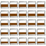 Horizontal Stripes - White and Chocolate Brown 9mm Italian Charm (25 pack)