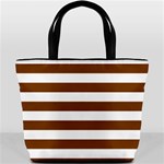 Horizontal Stripes - White and Chocolate Brown Bucket Bag