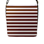 Horizontal Stripes - White and Chocolate Brown Flap Closure Messenger Bag (L)