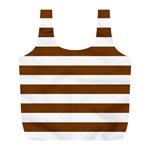 Horizontal Stripes - White and Chocolate Brown Full Print Recycle Bag (L)