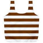 Horizontal Stripes - White and Chocolate Brown Full Print Recycle Bag (XL)