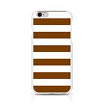 Horizontal Stripes - White and Chocolate Brown Apple iPhone 6/6S Silicone Case (Transparent)