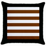 Horizontal Stripes - White and Chocolate Brown Throw Pillow Case (Black)