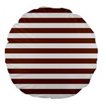 Horizontal Stripes - White and Chocolate Brown Large 18  Premium Round Cushion
