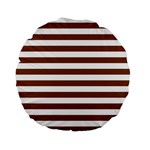 Horizontal Stripes - White and Chocolate Brown Standard 15  Premium Flano Round Cushion