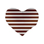 Horizontal Stripes - White and Chocolate Brown Standard 16  Premium Heart Shape Cushion