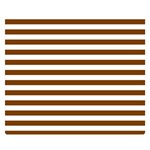 Horizontal Stripes - White and Chocolate Brown Double Sided Flano Blanket (Small)