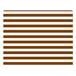 Horizontal Stripes - White and Chocolate Brown Double Sided Flano Blanket (Large)