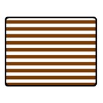Horizontal Stripes - White and Chocolate Brown Fleece Blanket (Small) (One Side)