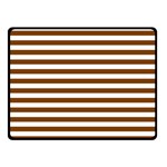 Horizontal Stripes - White and Chocolate Brown Double Sided Fleece Blanket (Small) (Two Sides)