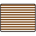 Horizontal Stripes - White and Chocolate Brown Double Sided Fleece Blanket (Medium) (Two Sides)