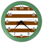 Horizontal Stripes - White and Chocolate Brown Color Wall Clock