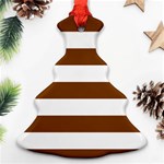 Horizontal Stripes - White and Chocolate Brown Christmas Tree Ornament (Two Sides)