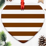 Horizontal Stripes - White and Chocolate Brown Ornament (Heart)