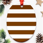 Horizontal Stripes - White and Chocolate Brown Oval Ornament (Two Sides)