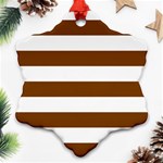 Horizontal Stripes - White and Chocolate Brown Ornament (Snowflake)