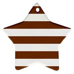 Horizontal Stripes - White and Chocolate Brown Ornament (Star)