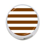 Horizontal Stripes - White and Chocolate Brown 4-Port USB Hub (One Side)