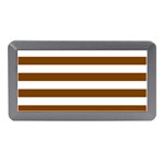 Horizontal Stripes - White and Chocolate Brown Memory Card Reader (Mini)