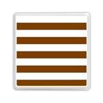 Horizontal Stripes - White and Chocolate Brown Memory Card Reader with Storage (Square)