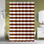 Horizontal Stripes - White and Chocolate Brown Shower Curtain 48  x 72  (Small)