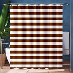 Horizontal Stripes - White and Chocolate Brown Shower Curtain 60  x 72  (Medium)