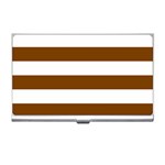 Horizontal Stripes - White and Chocolate Brown Business Card Holder