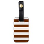 Horizontal Stripes - White and Chocolate Brown Luggage Tag (One Side)