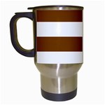 Horizontal Stripes - White and Chocolate Brown Travel Mug (White)