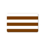 Horizontal Stripes - White and Chocolate Brown Magnet (Name Card)