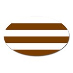 Horizontal Stripes - White and Chocolate Brown Magnet (Oval)