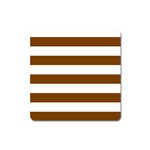 Horizontal Stripes - White and Chocolate Brown Magnet (Square)