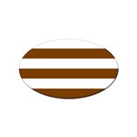 Horizontal Stripes - White and Chocolate Brown Sticker Oval (10 pack)