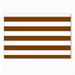 Horizontal Stripes - White and Chocolate Brown Postcard 4  x 6 