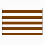 Horizontal Stripes - White and Chocolate Brown Postcards 5  x 7  (Pkg of 10)