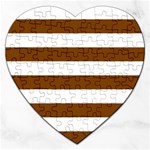 Horizontal Stripes - White and Chocolate Brown Jigsaw Puzzle (Heart)