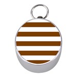 Horizontal Stripes - White and Chocolate Brown Silver Compass (Mini)