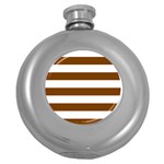 Horizontal Stripes - White and Chocolate Brown Hip Flask (5 oz)