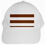 Horizontal Stripes - White and Chocolate Brown White Cap