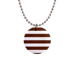 Horizontal Stripes - White and Auburn Brown 1  Button Necklace