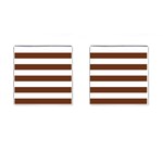Horizontal Stripes - White and Auburn Brown Cufflinks (Square)