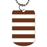 Horizontal Stripes - White and Auburn Brown Dog Tag (One Side)