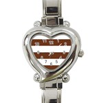 Horizontal Stripes - White and Auburn Brown Heart Italian Charm Watch